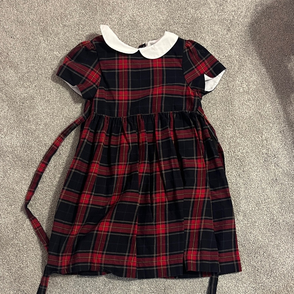 Edgehill Collection White and Navy Plaid Dress